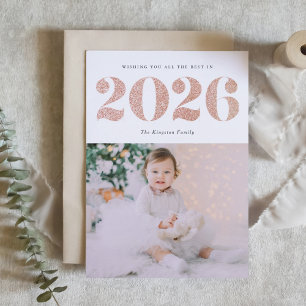 Chic 2022 Foton Ro Guld Glitter Gott nytt år Helgkort