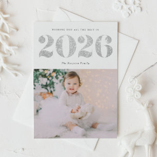 Chic 2022 Silver Gott nytt år Photo Holi Glitter Helg Vykort