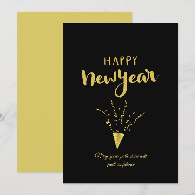 Chic 2026 New Year' Eve Party Gold Glitter Black  Julkort (Fram/baksida)