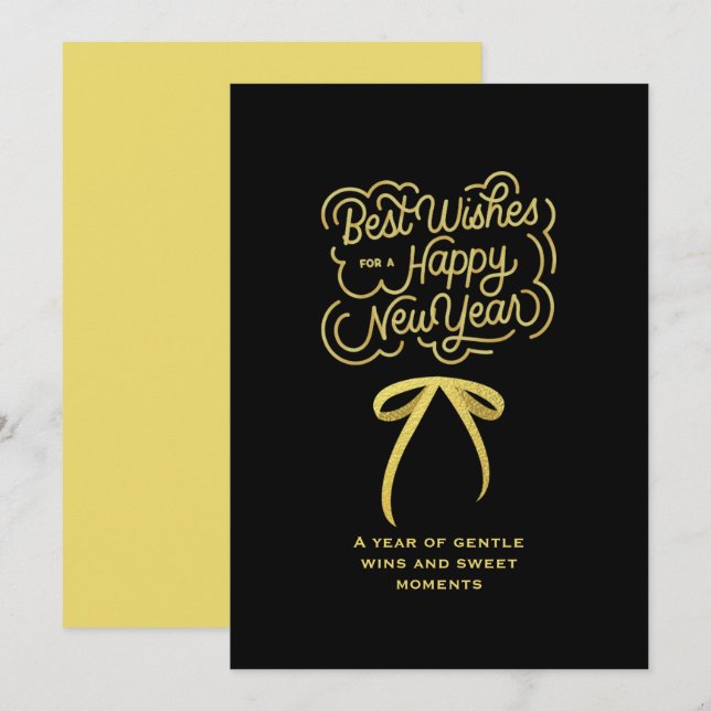 Chic 2026 New Year' Eve Party Gold Glitter Black  Julkort (Fram/baksida)