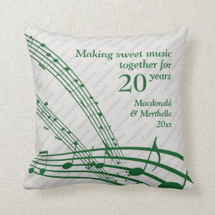 Chic 20:e Emerald SWEET MUSIC Bröllop-årsdagen Kudde