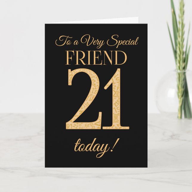 Chic 21:a Guld-effekten på Black, Friend Birthday Kort (Framsida)