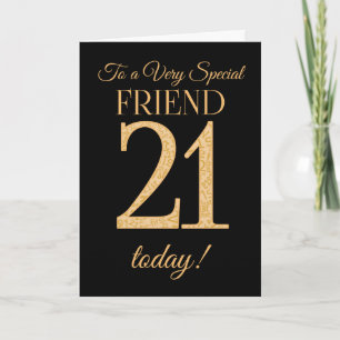 Chic 21:a Guld-effekten på Black, Friend Birthday Kort