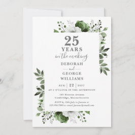 Chic 25-årsjubileum Monogram Blommig Inbjudningar