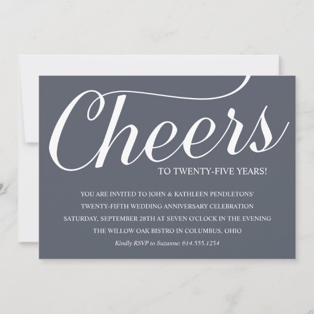Chic 25:e inbjudan till Bröllop-årsjubileum (Framsida)