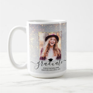 Chic 2 Photo Collage Script Guld Sparkles Student Kaffemugg
