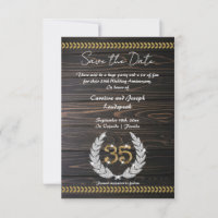 Chic 35e Årsdag Wood & Guld Spara datum