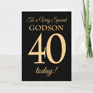 Chic 40:e Guld-effekten på Black, Godson Birthday Kort