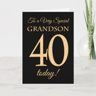 Chic 40:e Guld-effekten på Black, Grandson Birthda Kort