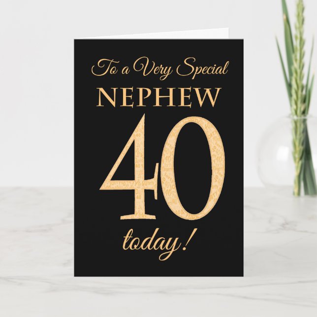Chic 40:e Guld-effekten på Black, Nephew Birthday Kort (Framsida)