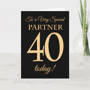 Chic 40:e Guld-effekten på Black, Partner Birthday Kort