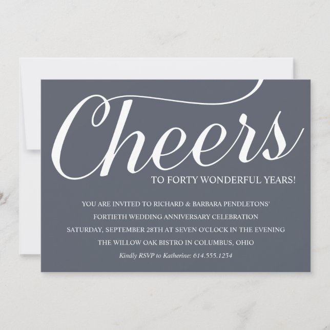 Chic 40:e inbjudan till Bröllop-årsjubileum (Framsida)