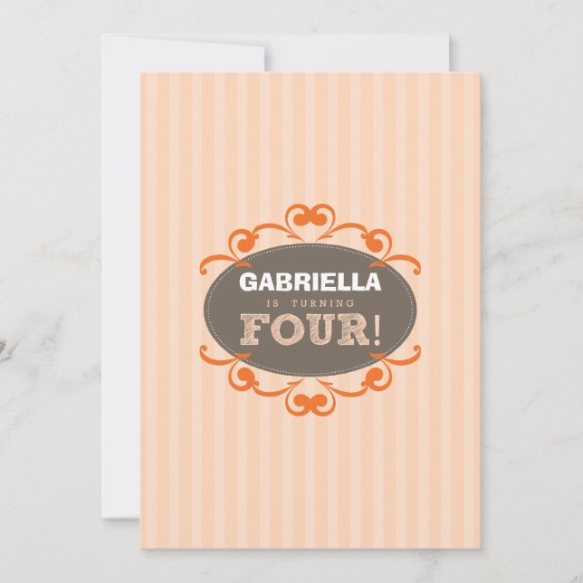 Chic 4 Födelsedagsfest inbjudan (persika) (Framsida)