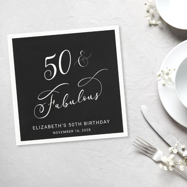 Chic 50:e Födelsedagsfesten svart Pappersservett (Skapare uppladdad)