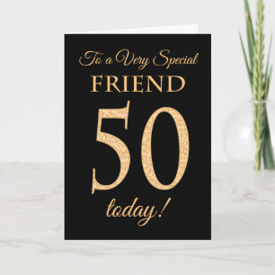 Chic 50:e Guld-effekten på Black, Friend Birthday Kort