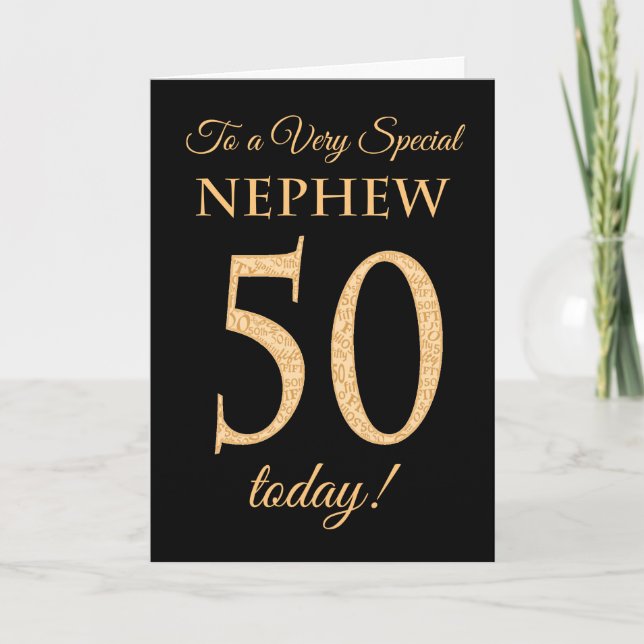 Chic 50:e Guld-effekten på Black, Nephew Birthday Kort (Framsida)