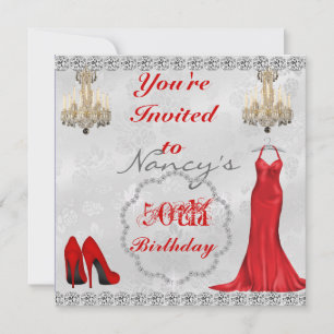 Chic 50:e Vintagens design BLING Birthday-inbjudan Inbjudningar