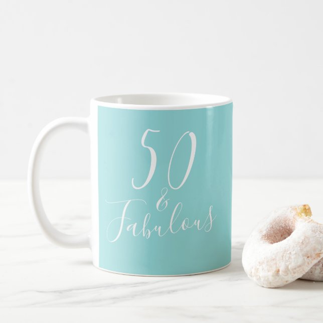 Chic 50 Fabulous Blue Namn 50:e födelsedagen Kaffemugg (Med munk)