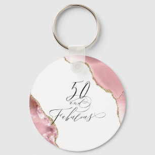 Chic 50 Fabulous Ro Guld Glitter Agate-skript Nyckelring