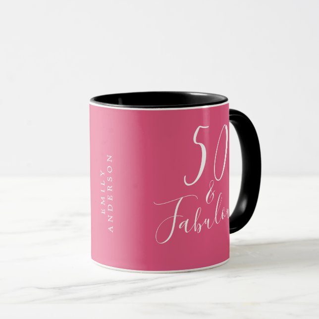 Chic 50 Fabulous Shock rosa 50:e födelsedagen Mugg (Framsida höger)