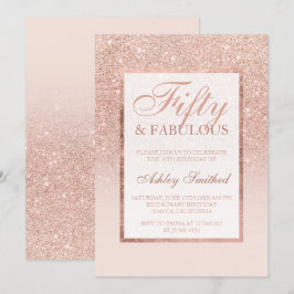 Chic 50 för rosa guld- glitter för Faux sagolik Inbjudningar