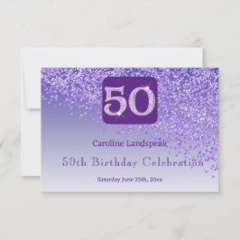 Chic 50 Lila Glitter OSA vid födelsedag Kort