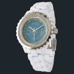 Chic 50 och Fabulous Blue Guld Glittery 50:e Armbandsur<br><div class="desc">Med dagens faux guld glitter linjer och ord 50 och fantastiska kurvformade kring ansikte i klockan är detta perfektens gåva till den kvinna som firar 50-årsdagen. Dramatisk och modern. En snyggt letar efter kvinnan som är stolt över att vara femtio.</div>