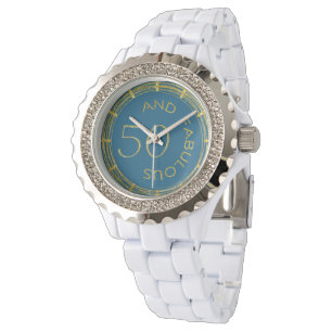 Chic 50 och Fabulous Blue Guld Glittery 50:e Armbandsur
