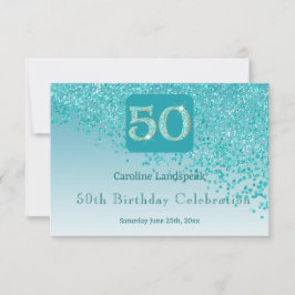 Chic 50 OSA vid dagstidningen Teal Blue Glitter Kort