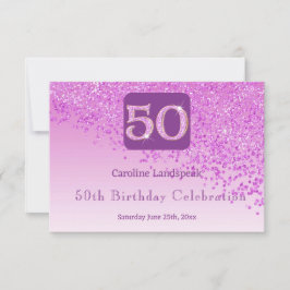 Chic 50 Rosa Glitter OSA vid födelsedag Kort