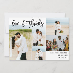 Chic 5 Bride Groom Photo Collage Script Bröllop Tack Kort