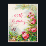 Chic 60:e födelsedagen Viktorianska Rosor Cottage  Inbjudningar<br><div class="desc">Chic 60:e födelsedagsfesten Viktorianska inbjudningskort i rosor stugan land trädgårdsodling anpassningsbar. Kvinnors elegant, personlig, blommigt 60:e födelsedagsfest firande inbjudan till anpassningsbar, med vackra, antika, botaniska vintagar som illustrerar en färgstark, livfull, ljusstark, gladlydig, vintage gräns/ram som målar upp vackra blommor rosa engelsk rosor, vår daisy blommor och träd i en romantisk...</div>