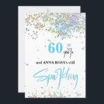 *~* Chic 60:e födelsedagen Vit mousserande Party Inbjudningar<br><div class="desc">* Energetiskt utökat generiskt 60:e (EDIT AGE vid behov) Festive Girly Chic Feminine SPARKLING Födelsedagsfest inbjudan. Den här designen är mycket lätt i form av Rainbow Glitter och ett roligt Modern Snyggt Script. Bakgrunden till färg är WHITE. glitter konetti färger är kombipjäs. Denna 60:e födelsedagsinbjudan med BLACK och TEAL TURQUOISE...</div>