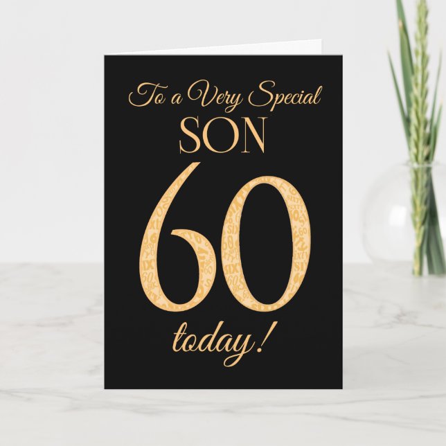 Chic 60:e Guld-effekten på Black, Son Birthday Kort (Framsida)