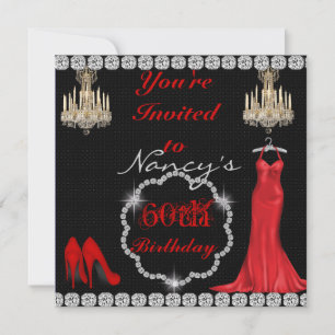 CHIC 60:e Vintagens design BLING Birthday-inbjudan Inbjudningar