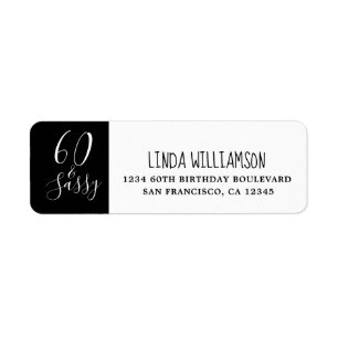 Chic 60 Sassy Black White 60:e Returadressen Returadress Etikett