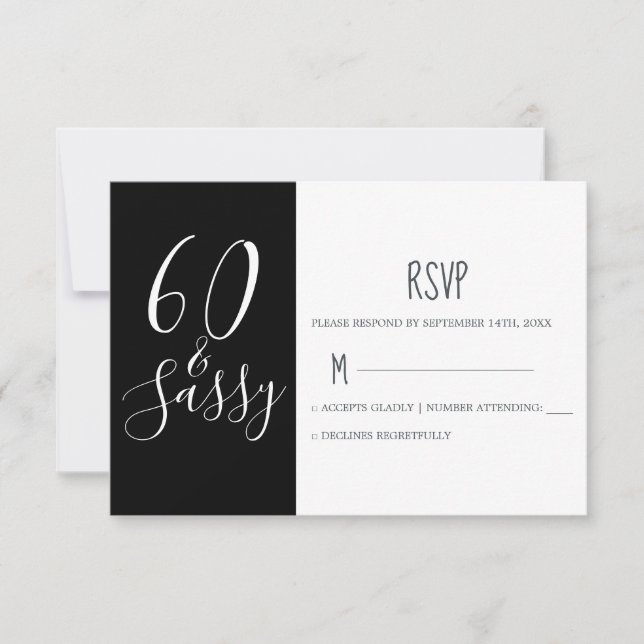 Chic 60 Sassy Black White 60 födelsedagar OSA Kort (Framsida)