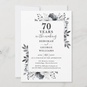Chic 70-årsjubileum Monogram Blommig Inbjudningar