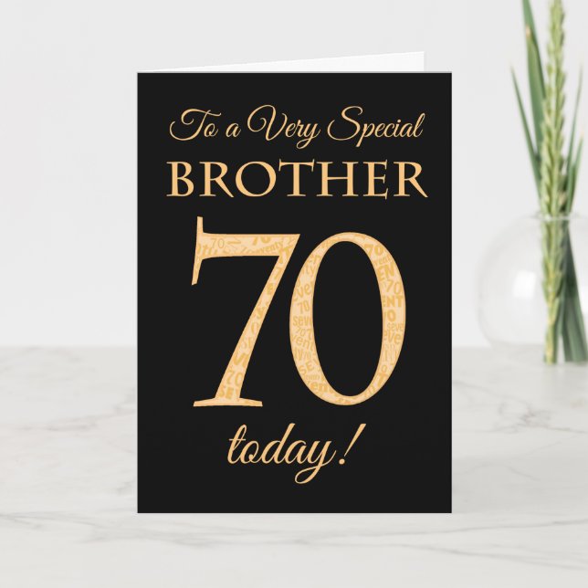 Chic 70:e Guld-effekten på Black, Brother Birthday Kort (Framsida)