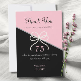 Chic 75-årsjubileum Gala Rosa och Svarta Tacksamhe Tack Kort