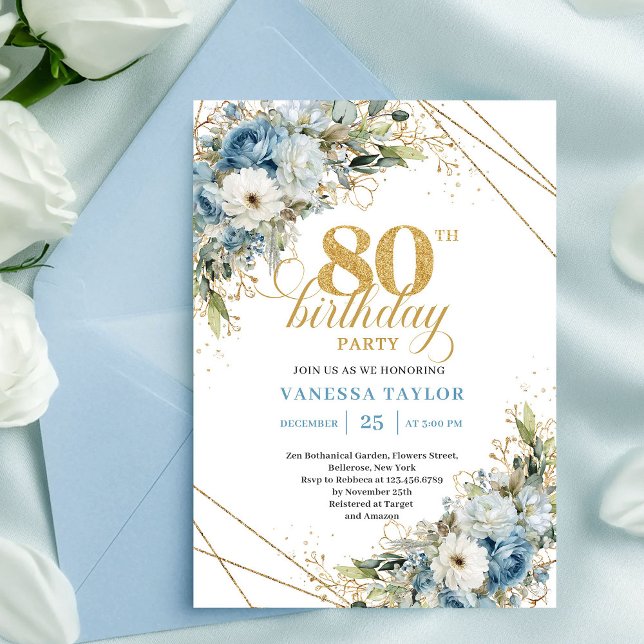 Chic 80-års inbjudan Boho guld ram (Chic 80th Birthday Invitation Boho Gold Frame)