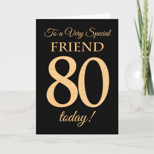 Chic 80:e Guld-effekten på Black, Friend Birthday Kort (Framsida)