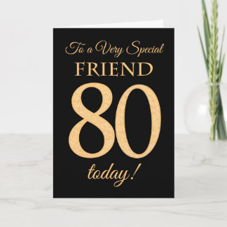 Chic 80:e Guld-effekten på Black, Friend Birthday Kort