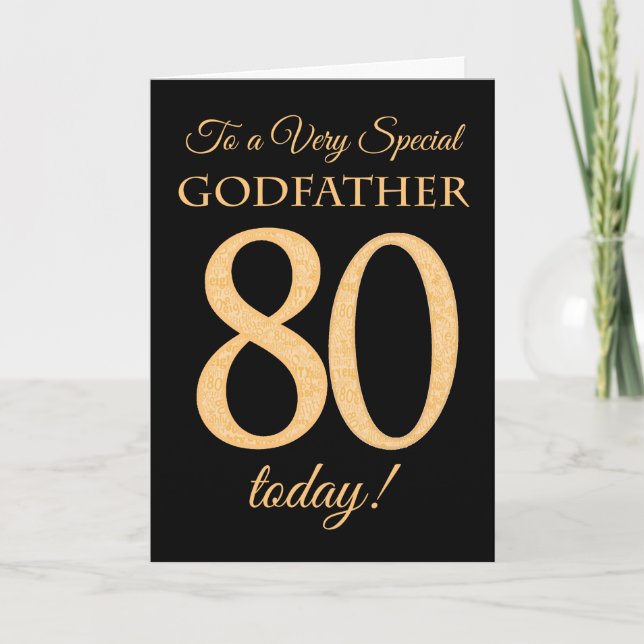 Chic 80:e Guld-effekten på Black, Godfather Birthd Kort (Framsida)