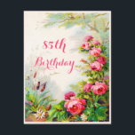 Chic 85th Birthday Victorian Rosor Cottage Garden Inbjudningar<br><div class="desc">Chic 85:e födelsedagsfesten Viktorianska inbjudningskort i rosor stugan land trädgårdsodling anpassningsbar. Kvinnors elegant, personlig, blommigt 85:e födelsedagsfest firande inbjudan till anpassningsbar, med vackra, antika, botaniska vintagar som illustrerar en färgstark, livfull, ljusstark, gladlydig, vintage gräns/ram som målar upp vackra blommor rosa engelsk rosor, vår daisy blommor och träd i en romantisk...</div>