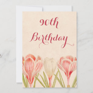 Chic 90:e Birthday Vår Crocus Inbjudningar