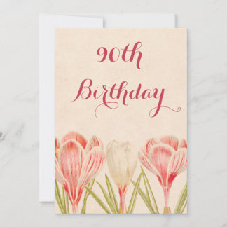Chic 90:e Birthday Vår Crocus Inbjudningar