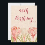 Chic 90:e födelsedagsdagen Vår Crocuse Inbjudningar<br><div class="desc">Kvinnors elegant, personlig, blommigt Rocus 90:e födelsedagsfest firande-anpassningsbar med vackra, vintage botaniska konstbilder av stora rosa och vita skurkar med vita, finare, raka, raka, kursiva, kalligrafskript anpassade rosa färg på en söt vintage/beige bakgrund. Snyggt, finare, klasser, chic, feminin, romantisk, anpassningsbar inbjudningar till en kvinnas nittonhundrasjuttio-/nittioåringar/90 år födelsedagsfest firande. De här...</div>
