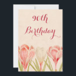 Chic 90:e födelsedagsdagen Vår Crocuse Inbjudningar<br><div class="desc">Kvinnors elegant, personlig, blommigt Rocus 90:e födelsedagsfest firande-anpassningsbar med vackra, vintage botaniska konstbilder av stora rosa och vita skurkar med vita, finare, raka, raka, kursiva, kalligrafskript anpassade rosa färg på en söt vintage/beige bakgrund. Snyggt, finare, klasser, chic, feminin, romantisk, anpassningsbar inbjudningar till en kvinnas nittonhundrasjuttio-/nittioåringar/90 år födelsedagsfest firande. De här...</div>