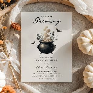 Chic 'a Baby is Brewing' Halloween Baby Shower Inbjudningar
